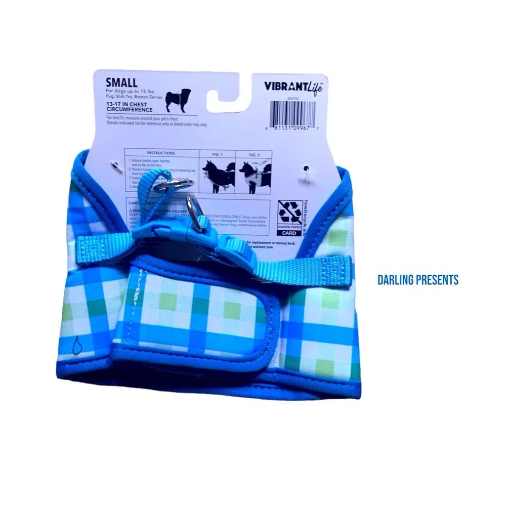 Vibrant Life Checkered Bowtie Dog Harness Color Multi Size S